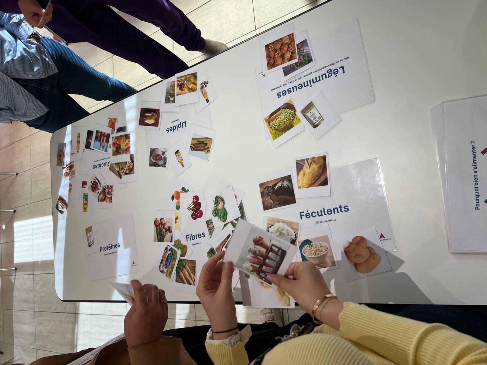 Atelier sur l'équilibre alimentaire avec un support visuel des familles d'aliments